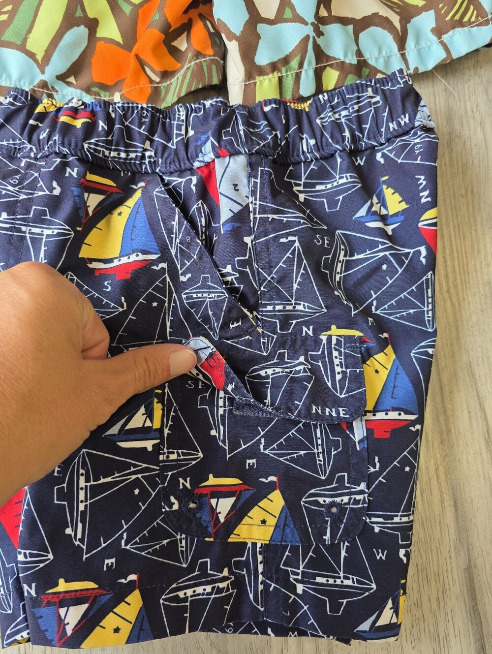 Baby Gap Swim Trunks Lot 2 Boys 6-12 Months Floral Sailboat Mesh Lined - Picture 4 of 6